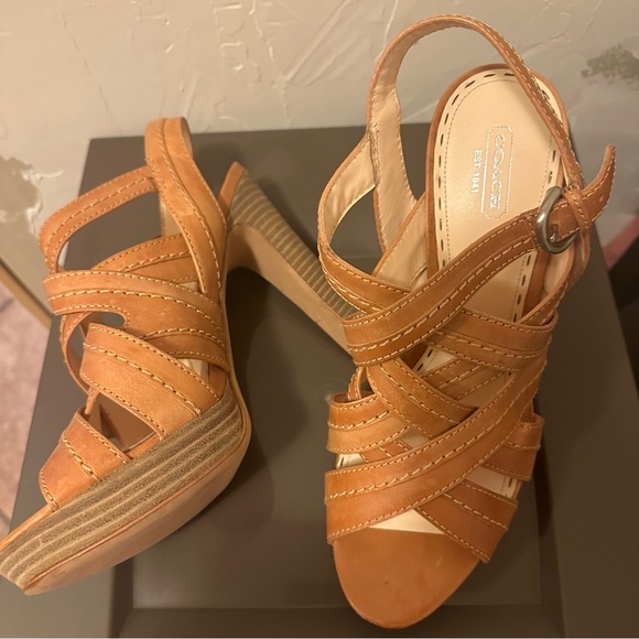COACH Brynn Leather Sandals, 10 - Picture 1 of 6